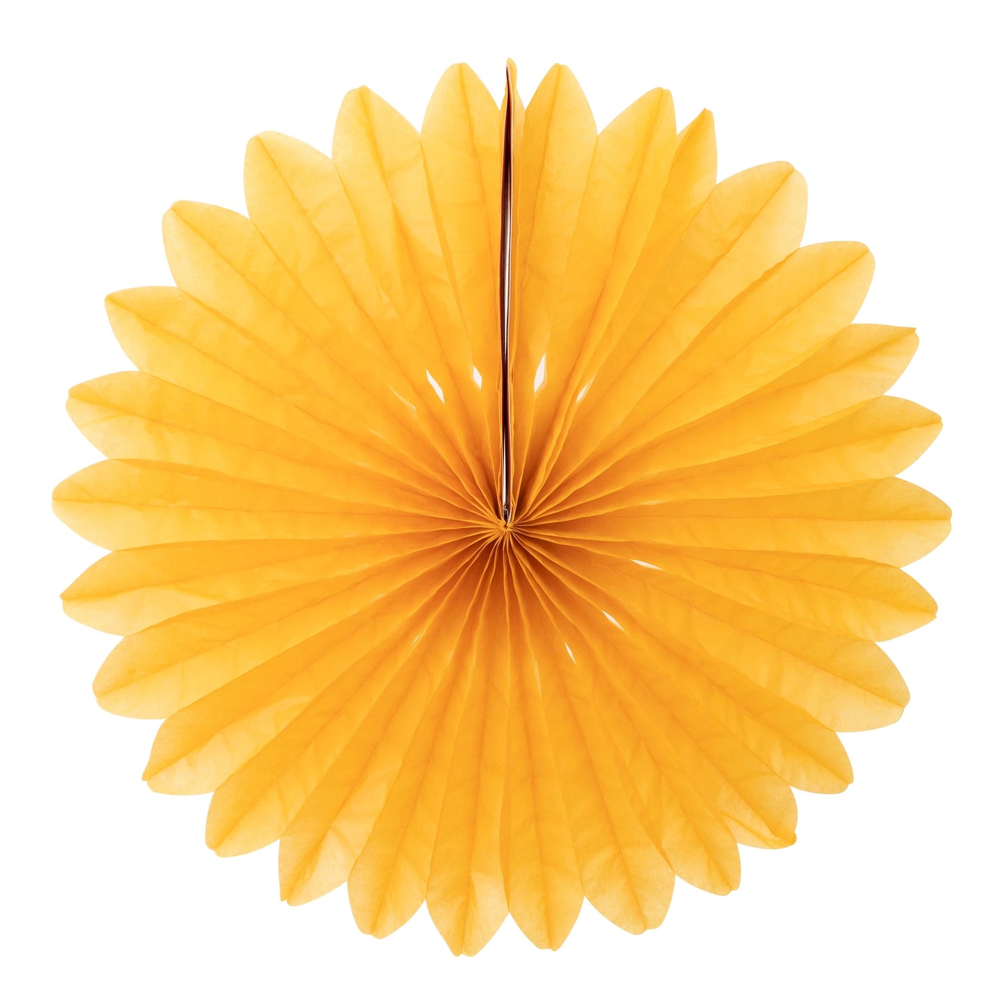 Bright yellow paper fan decoration with layered petals