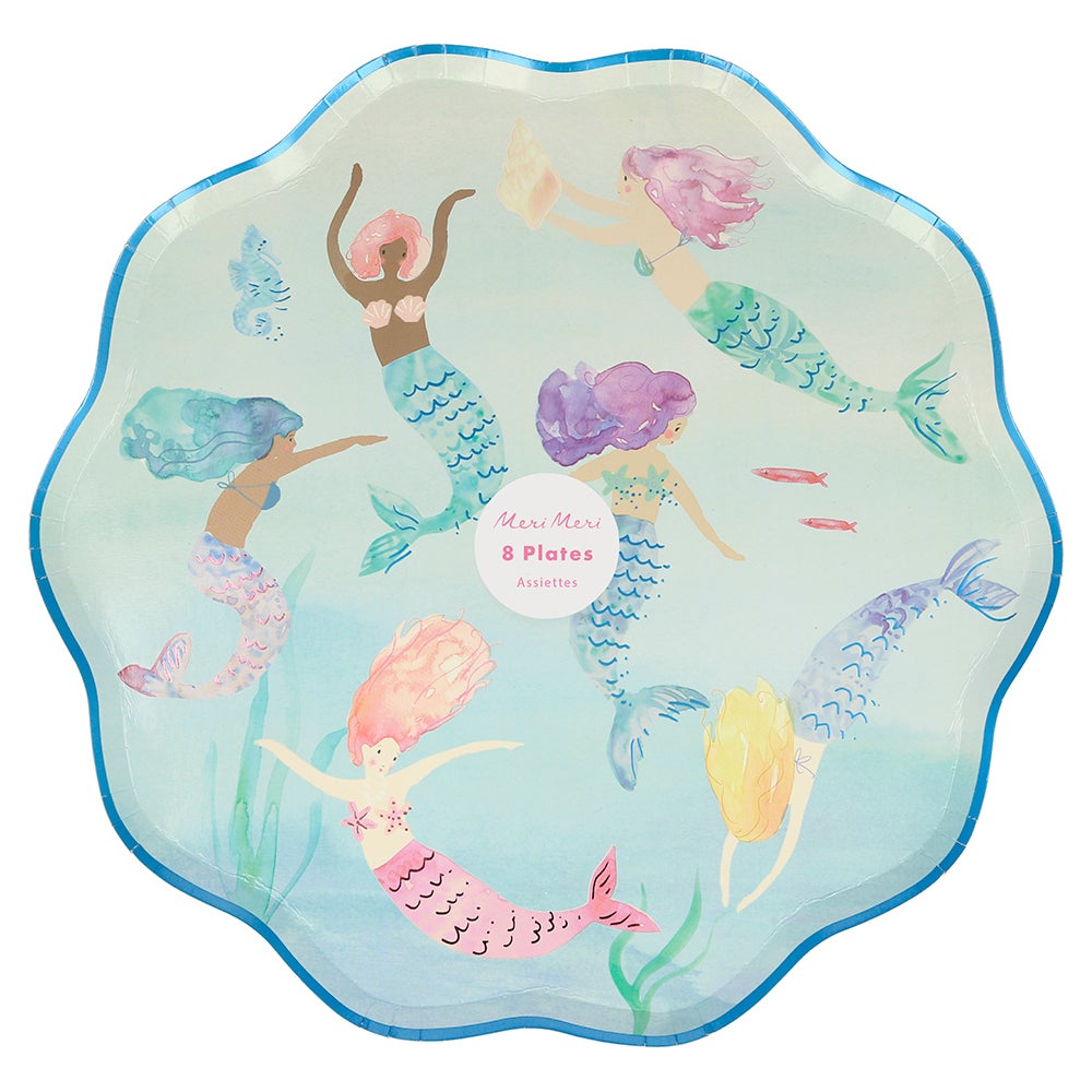 mermaids swimming dinner plates