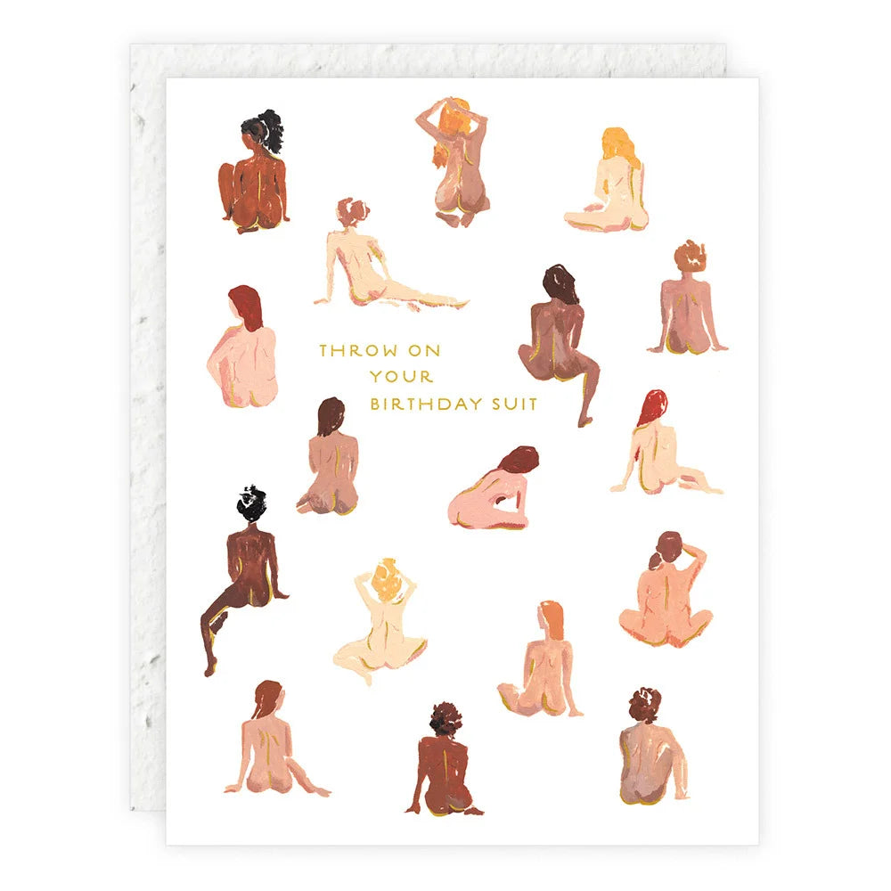 women in their birthday suit birthday card