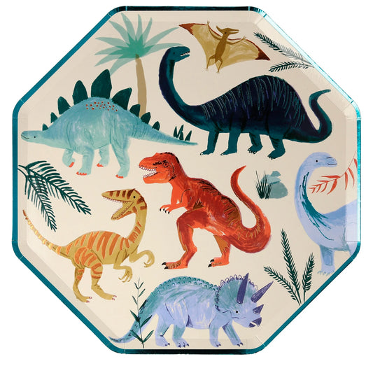 dinosaur plate with blue metallic detail