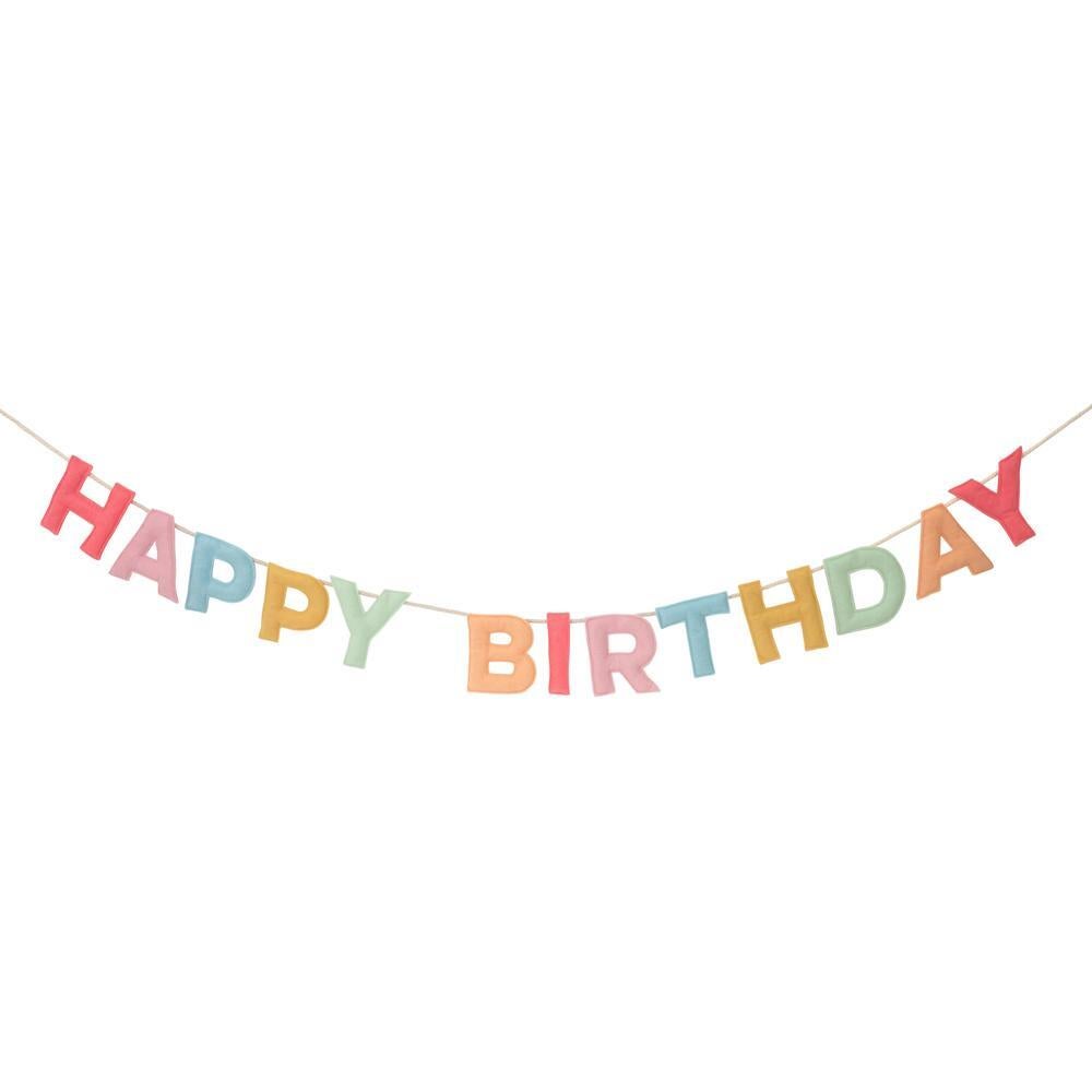 felt colourful happy birthday garland