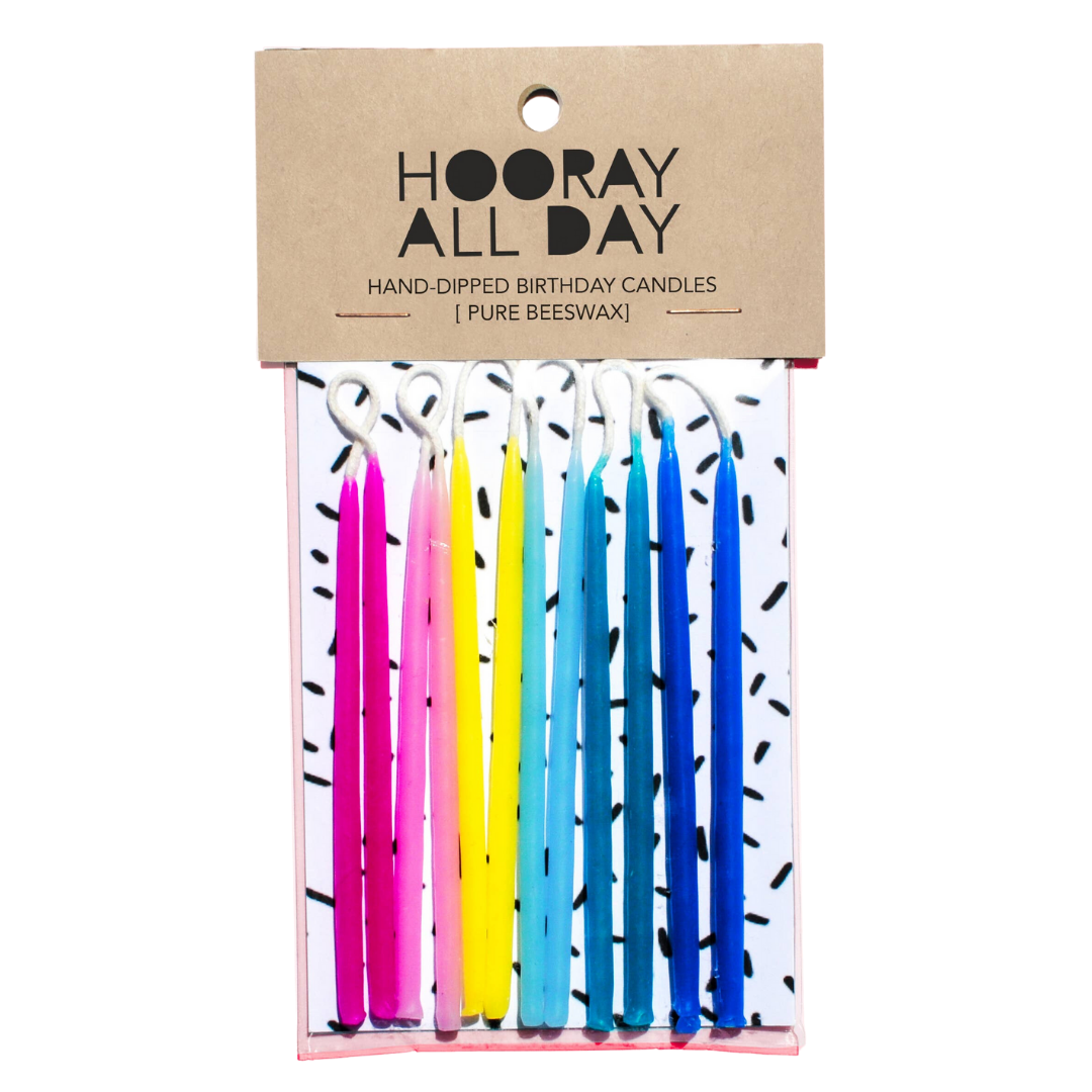 birthday candles in rainbow colours