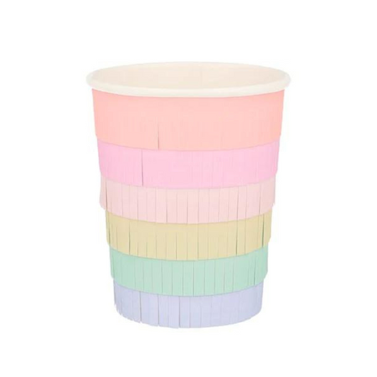 rainbow fringe party cups by meri meri