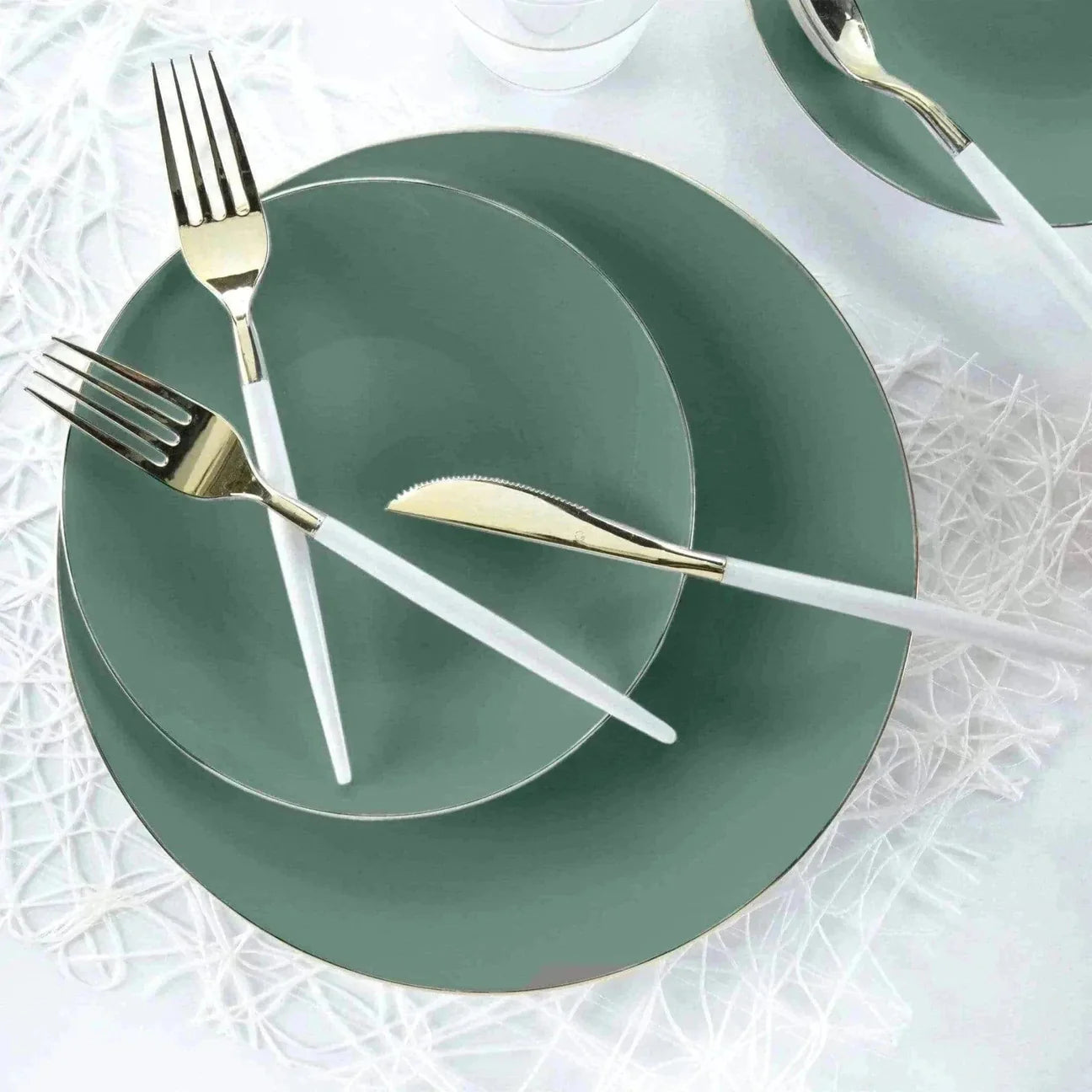 sage green table setting
