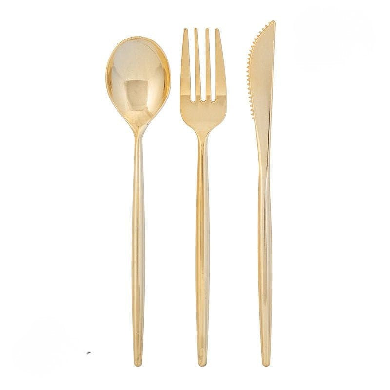 CHIC GOLD REUSABLE FLATWARE SET | 60 PIECES