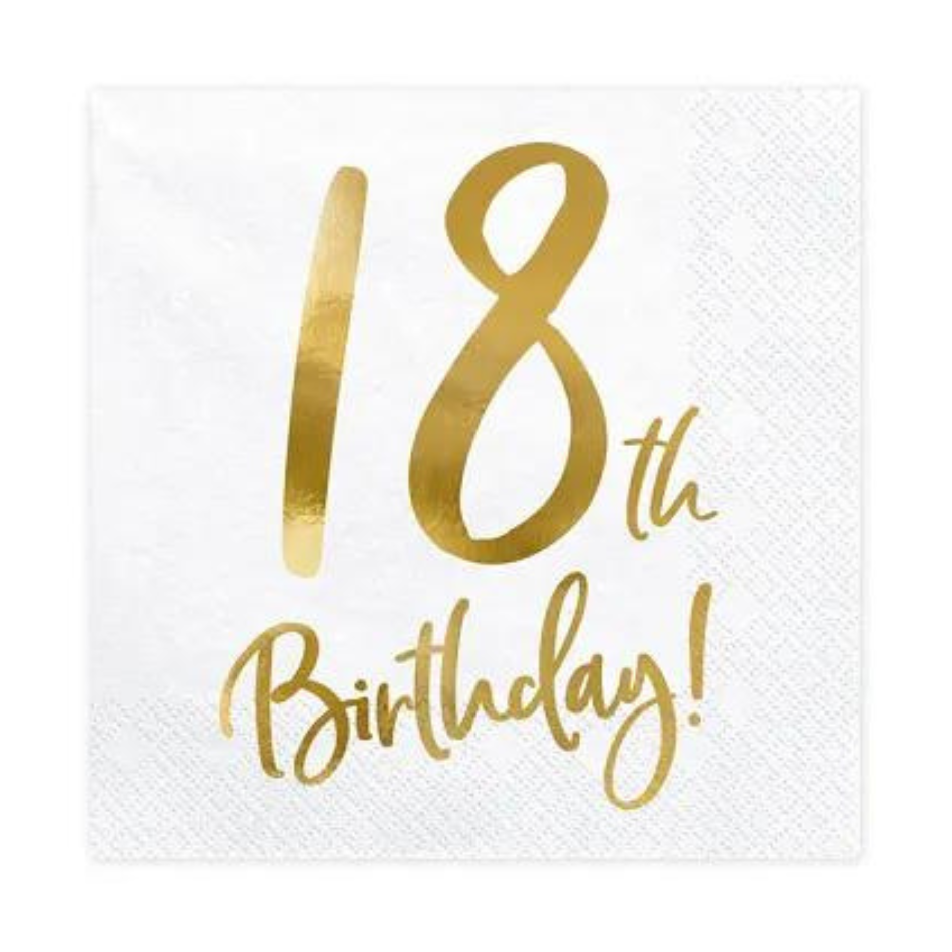 White and gold 18th birthday napkins for milestone celebrations, available from our Toronto party store.