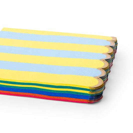 MULTICOLOUR STRIPE LARGE SCALLOPED NAPKINS