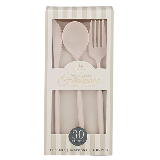 LINEN REUSABLE CUTLERY SET | 30 PIECES