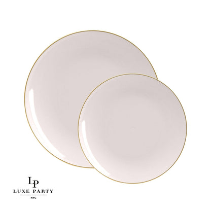 LINEN & GOLD ROUND REUSABLE DESSERT PLATES | 10 PIECES
