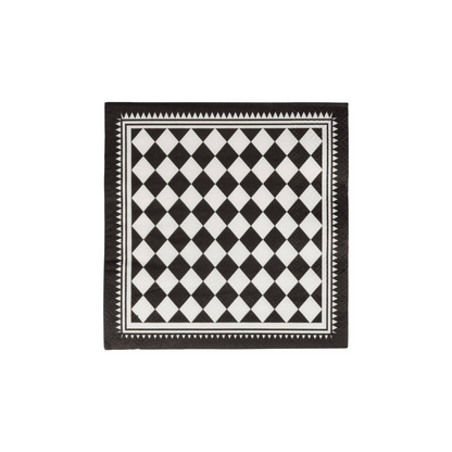 BLACK CHECKERS COCKTAIL NAPKINS