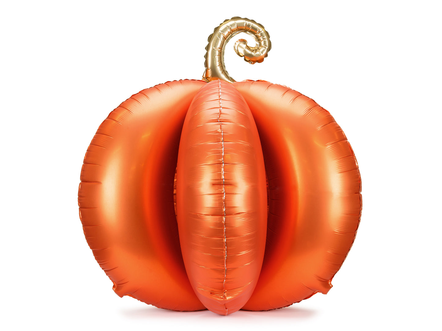 Large 3D standing pumpkin foil balloon in orange with golden stem, perfect for Toronto fall party décor.