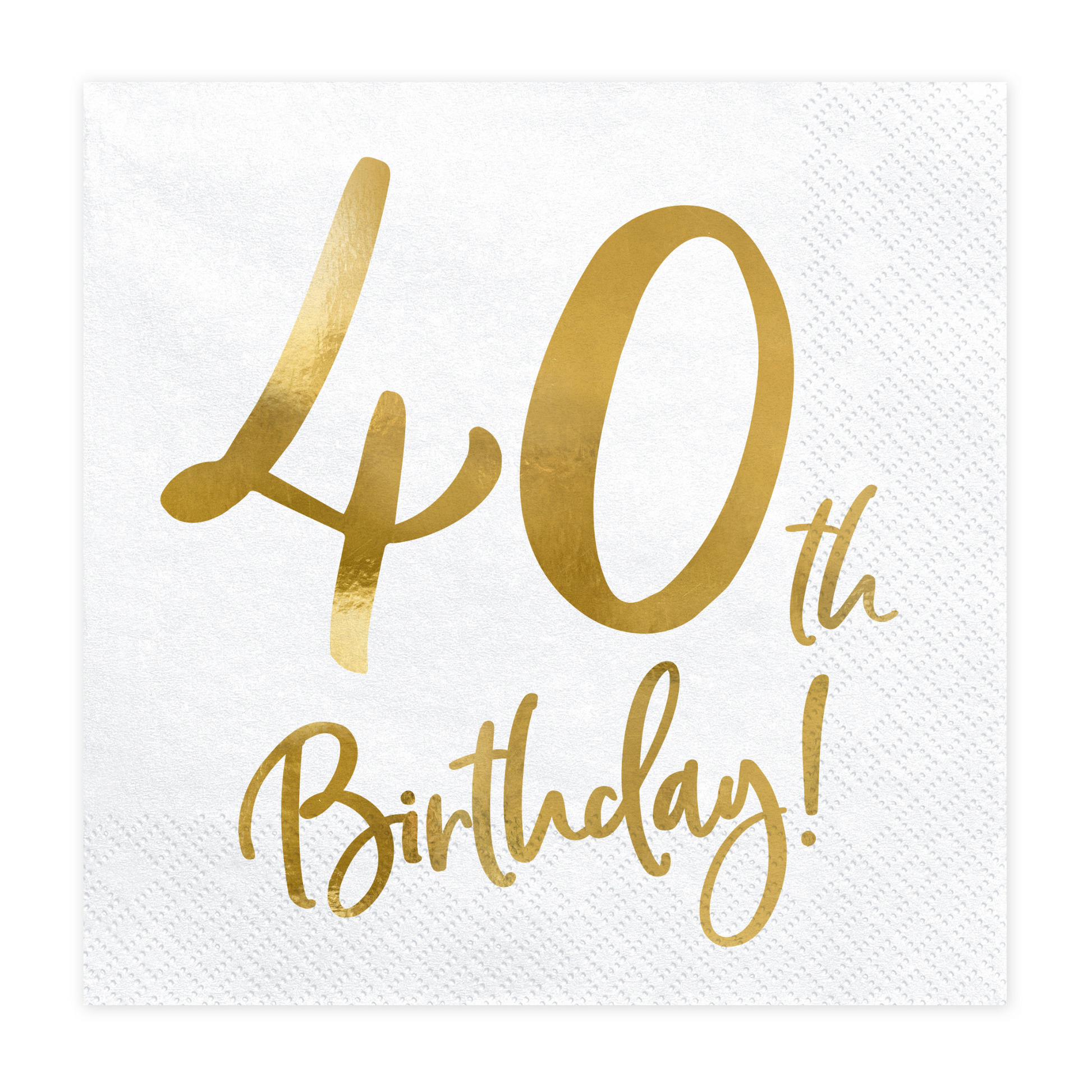 White and gold 40th birthday napkins for milestone celebrations, available from our Toronto party store.