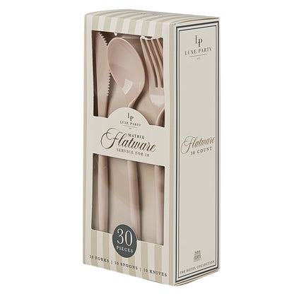 LINEN REUSABLE CUTLERY SET | 30 PIECES