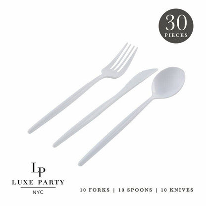 WHITE REUSABLE CUTLERY SET | 30 PIECES