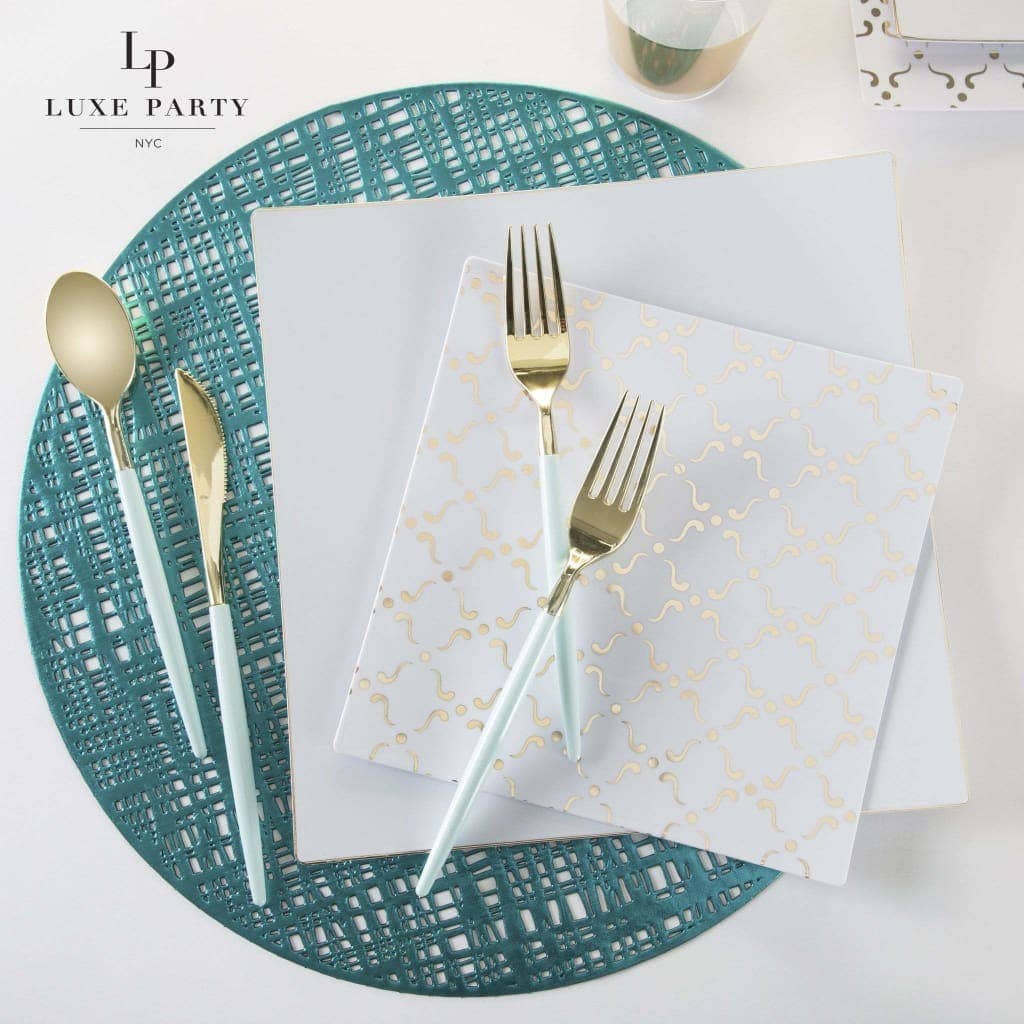 MINT & GREEN REUSABLE CUTLERY SET | 16 FORKS, 8 SPOONS, 8 KNIVES