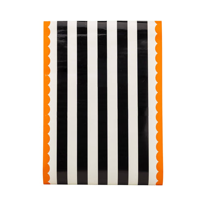 ORANGE AND BLACK STRIPED PAPER TABLE RUNNER