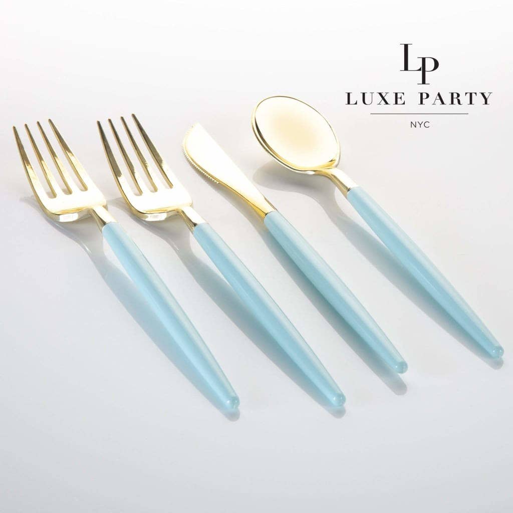 MINT & GREEN REUSABLE CUTLERY SET | 16 FORKS, 8 SPOONS, 8 KNIVES