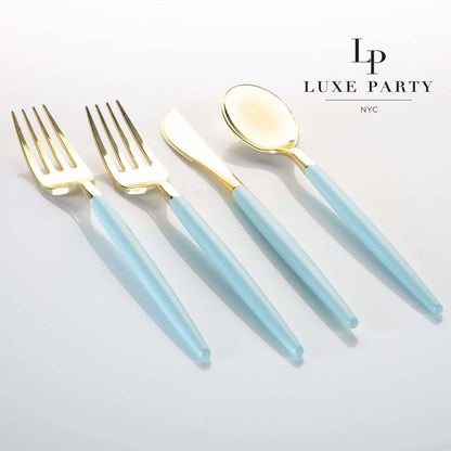 MINT & GREEN REUSABLE CUTLERY SET | 16 FORKS, 8 SPOONS, 8 KNIVES
