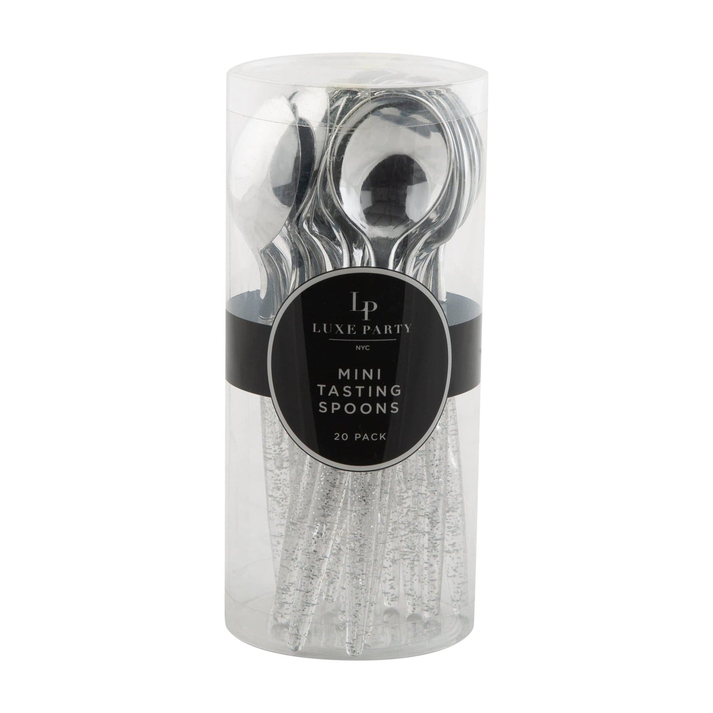 WHITE & SILVER REUSABLE MINI SPOONS | 20 PIECES