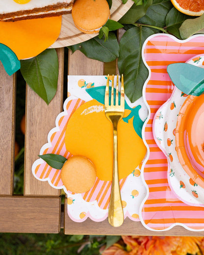 ORANGE & PINK STRIPED COCKTAIL NAPKINS