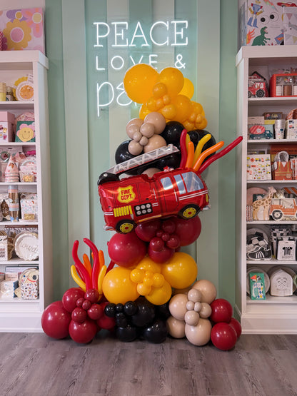 FIRE TRUCK THEMED FREE STANDING BALLOON GARLAND