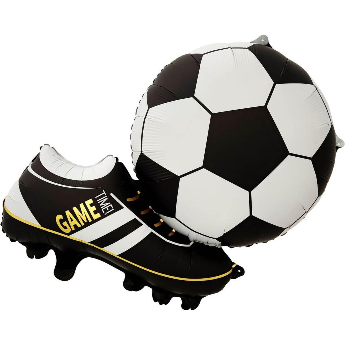 BLACK CLEATS KICKING SOCCER FOIL BALLOON