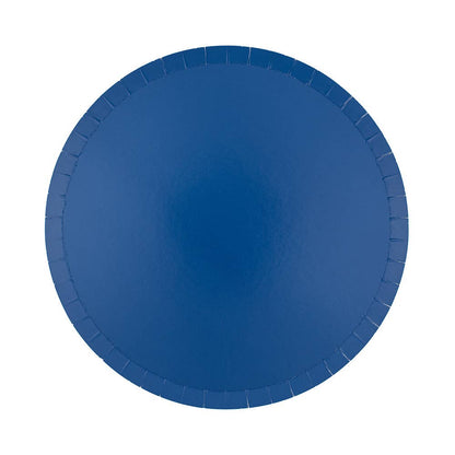 Blue paper plate on a white background