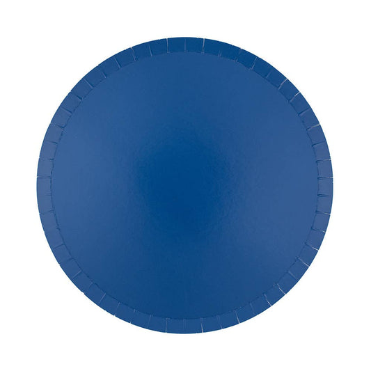 Blue paper plate on a white background