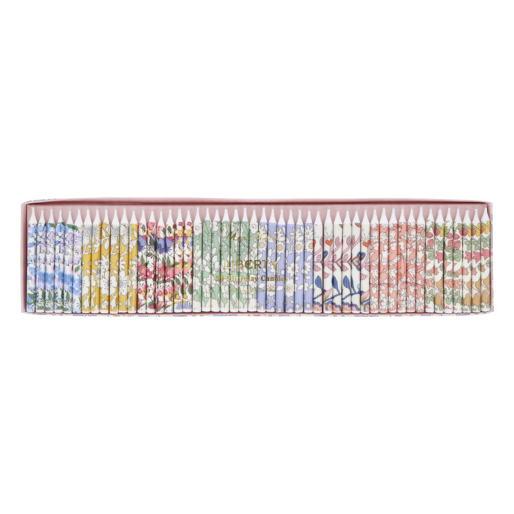 Meri Meri Liberty print mini candles in assorted floral designs, pack of 50