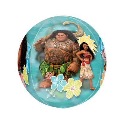 Moana and family balloon with tropical print