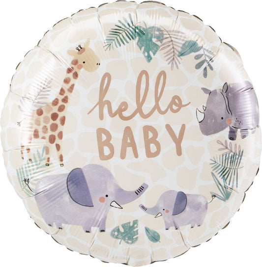 NEUTRAL 'HELLO BABY' JUNGLE FOIL BALLOON