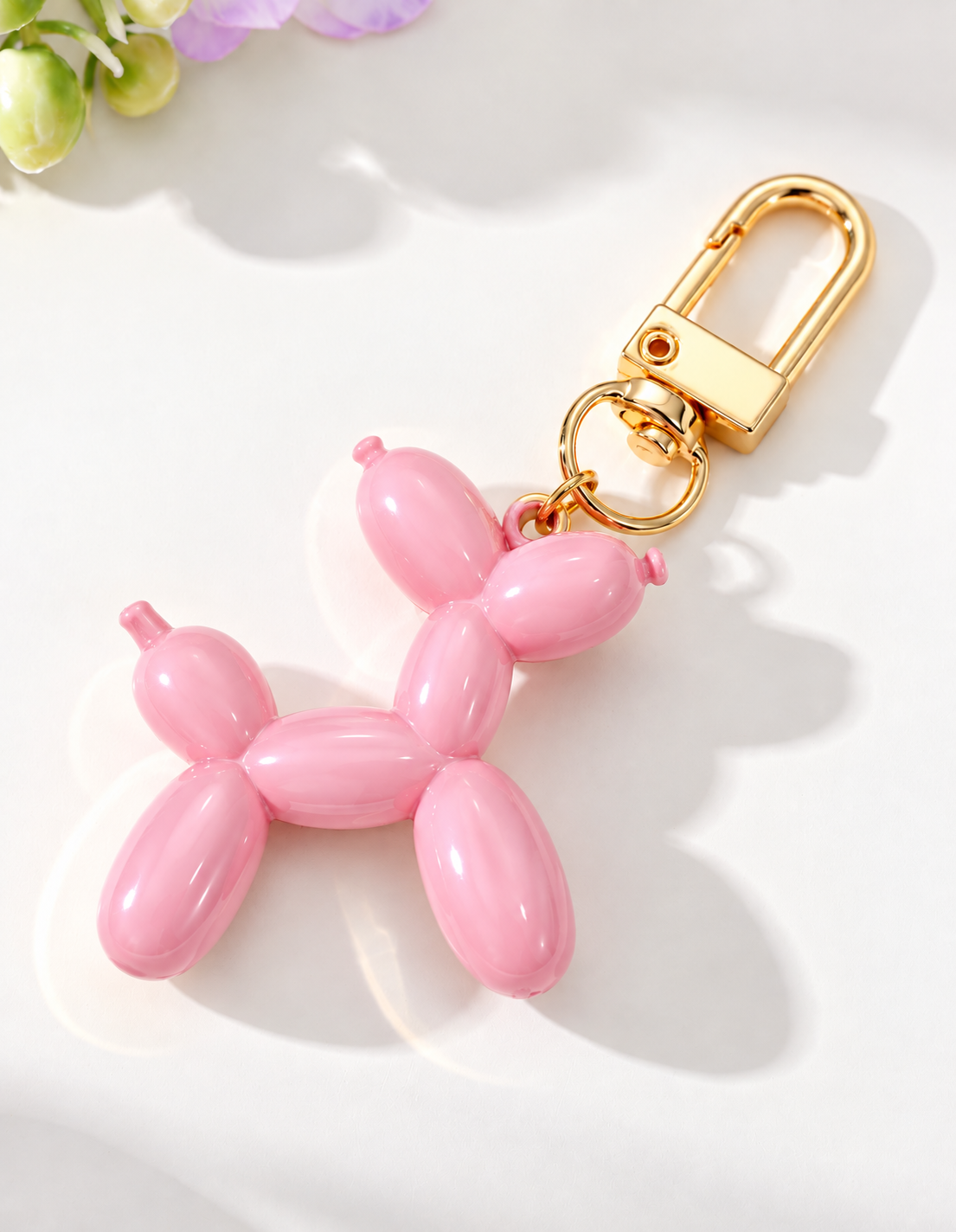 BALLOON DOG KEYCHAIN -IRIDESCENT PINK