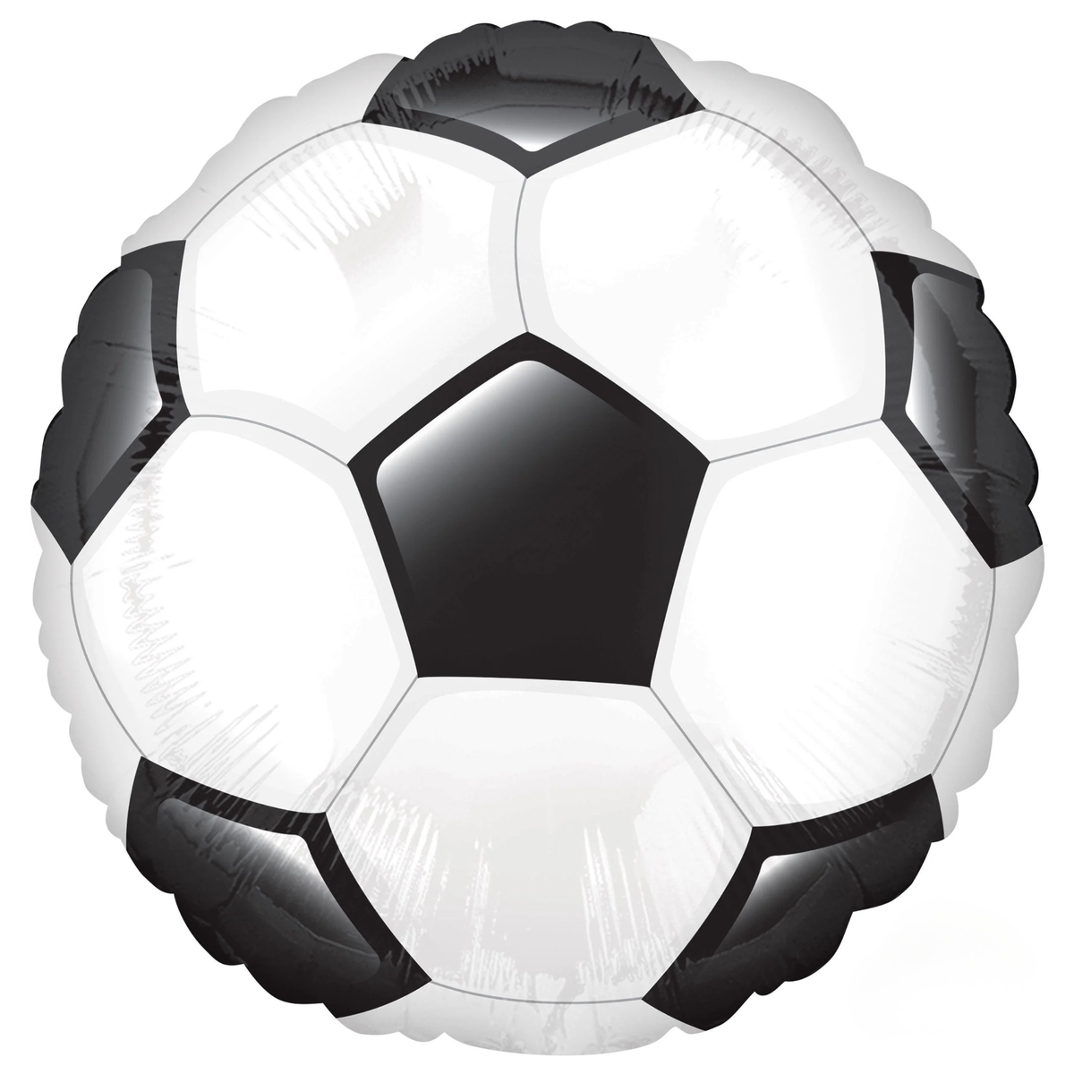 Classic black and white soccer ball shaped foil balloon for soccer birthday parties and sports celebrations. Pick up in Toronto and Canada-wide shipping available.