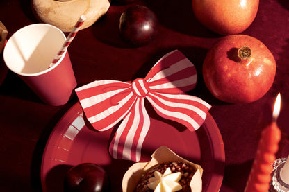 RED & WHITE STRIPED BOW NAPKINS