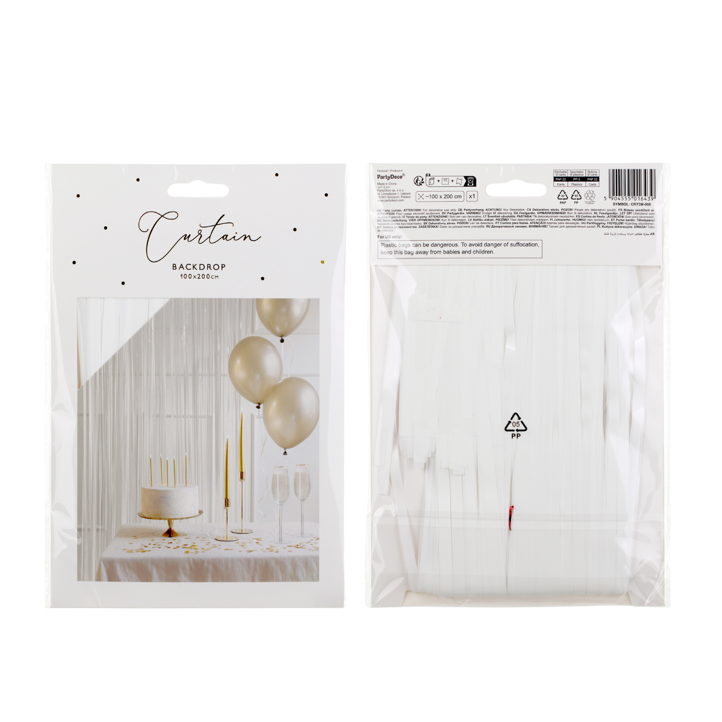 WHITE FRINGE CURTAIN BACKDROP 3 x 6.5 FT