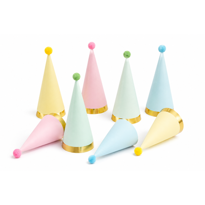 TALL PASTEL MINI PARTY HATS