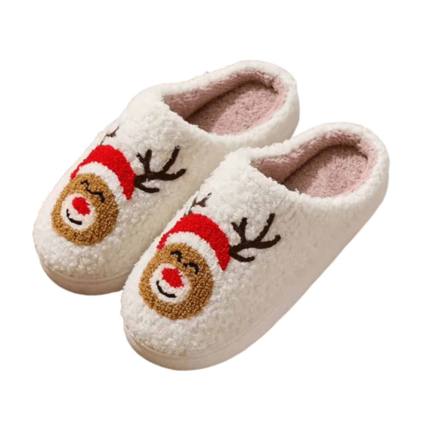 FUZZY REINDEER SLIPPERS