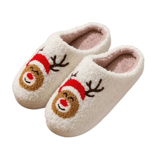 FUZZY REINDEER SLIPPERS