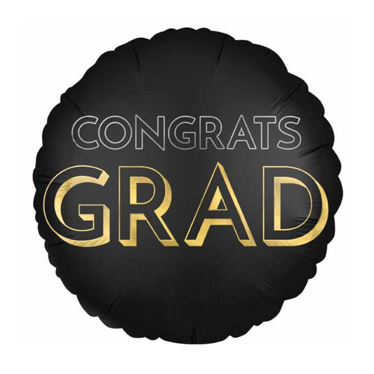 BLACK & GOLD CONGRATS GRAD FOIL BALLOON