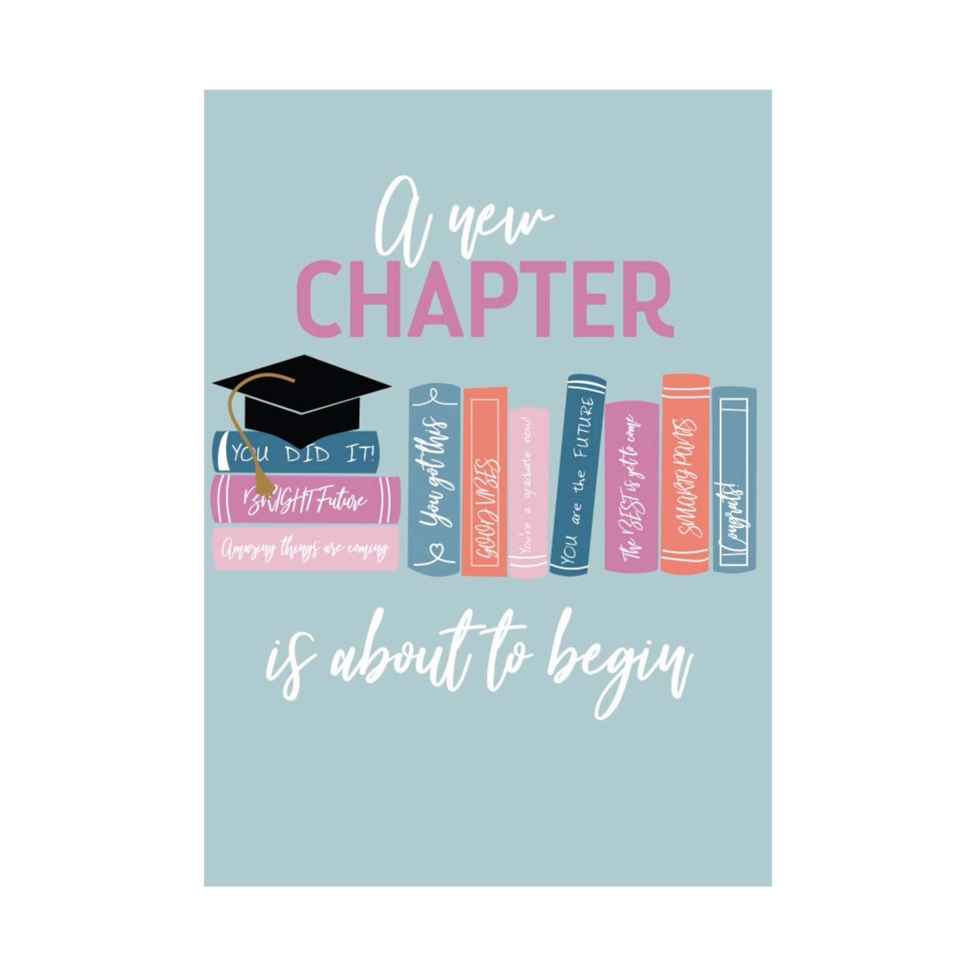 graduation card with book illustrations