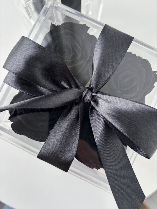 black preserved rose acrylic box