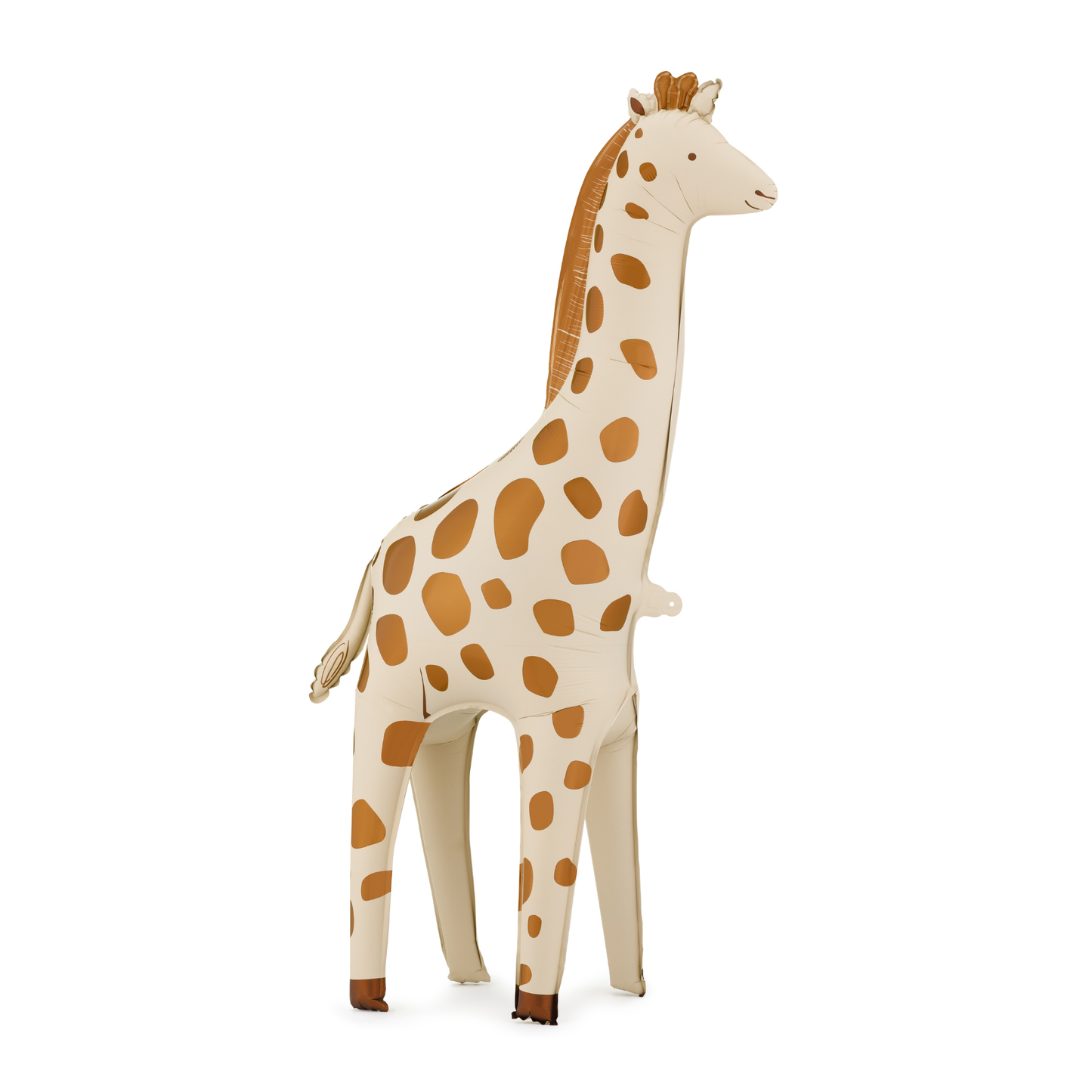 Neutral giraffe foil balloon with brown spots, perfect for safari-themed kids’ parties available at our Toronto party shop.