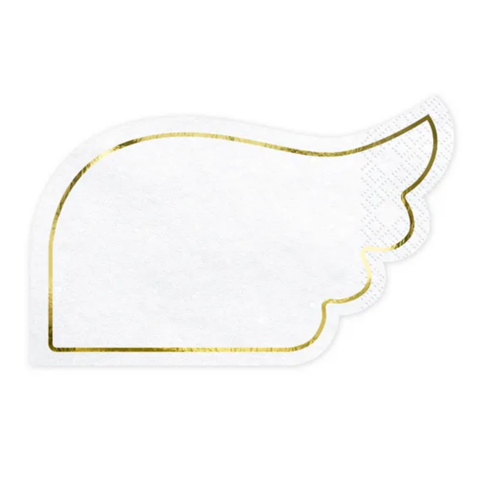 White angel wing‑shaped paper napkin with gold foil edge, perfect for elegant celebrations in Toronto