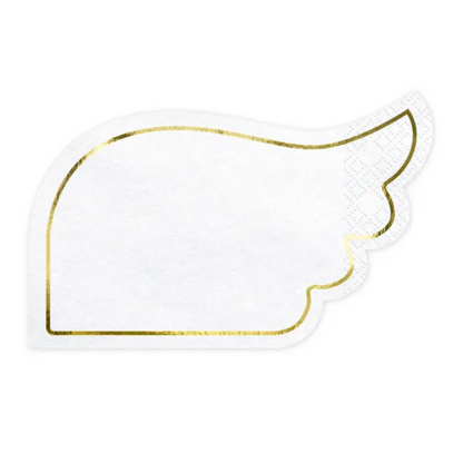 White angel wing‑shaped paper napkin with gold foil edge, perfect for elegant celebrations in Toronto