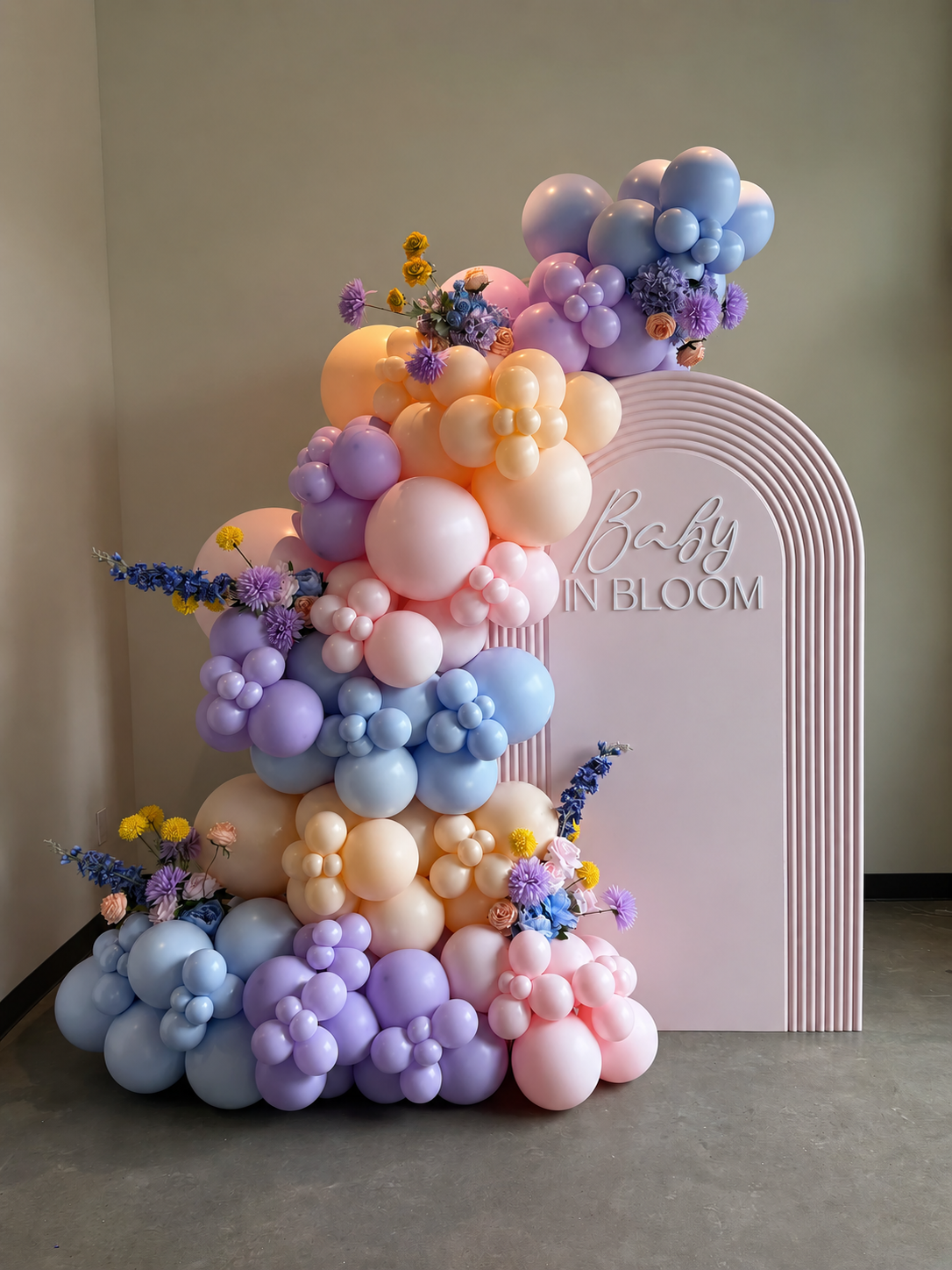 BABY IN BLOOM BALLOON GARLAND + BACKDROP