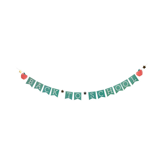 Decorative banner with 'Back to School' text on a white background