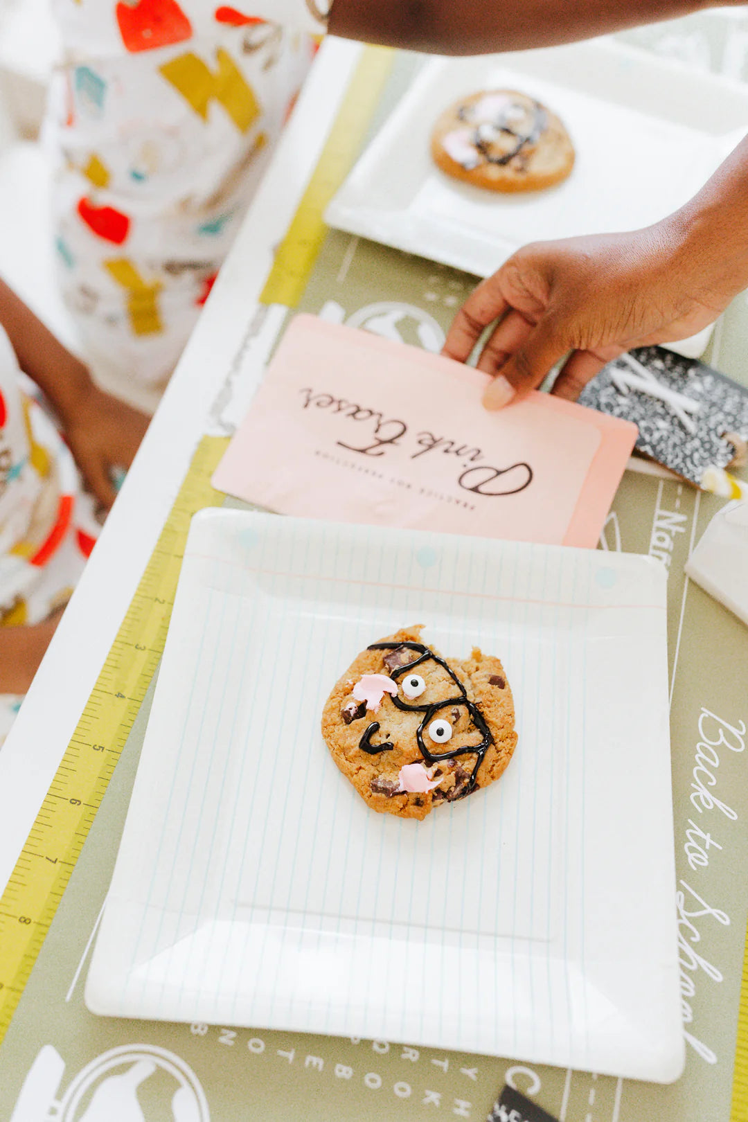 cookie on notebook plate