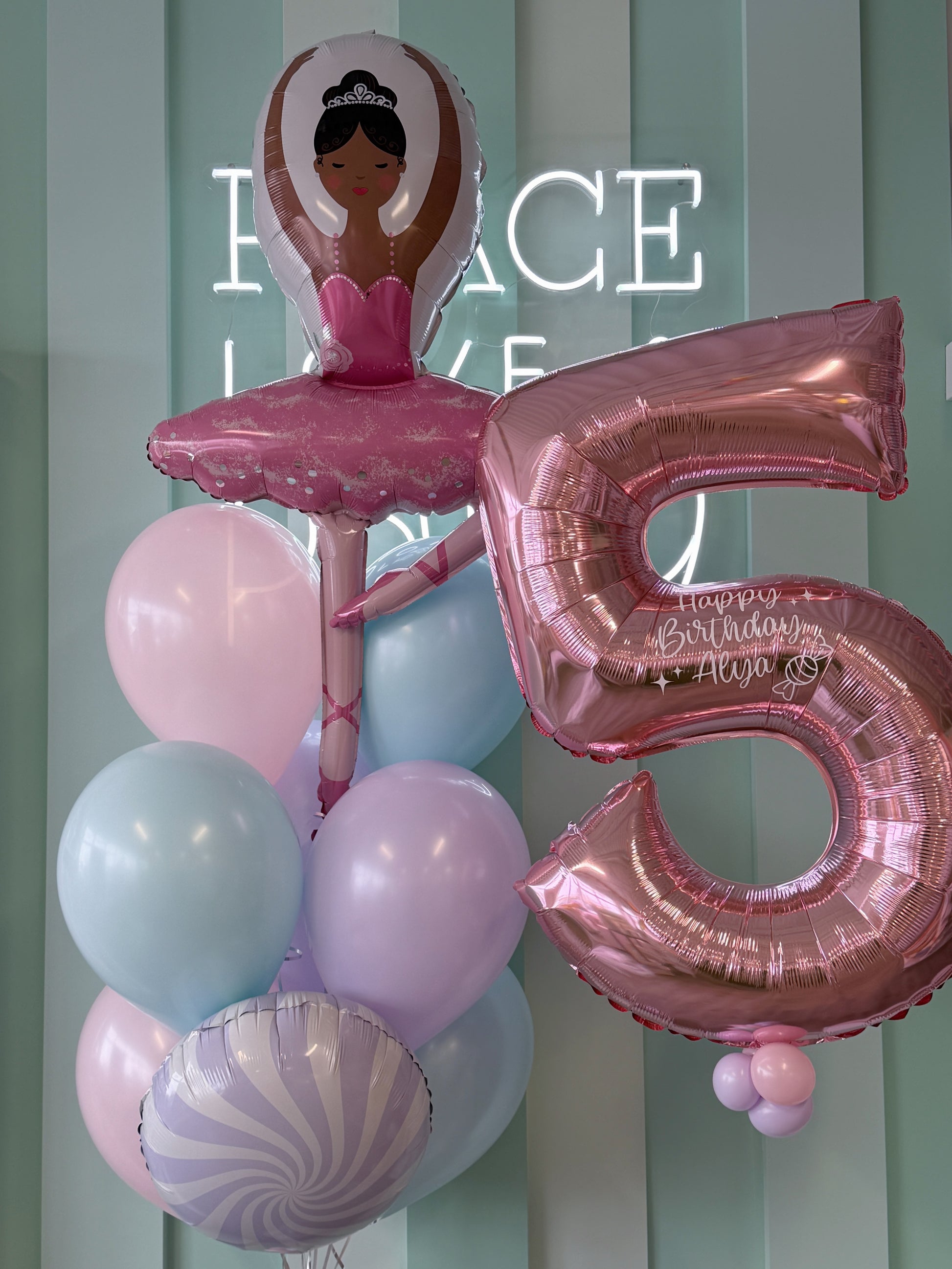 Ballet Birthday Bundle with personalized number balloon available at our Toronto party shop