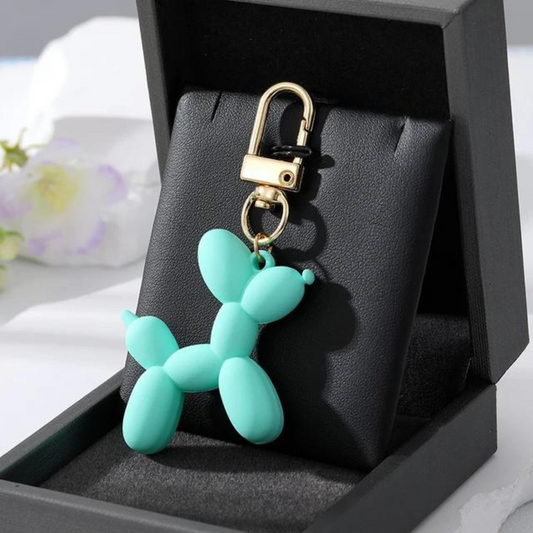 mini balloon dog keychain - turquoise 