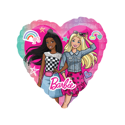 Barbie jumbo foil balloon in heart shape with colourful Barbie design, perfect for birthday celebrations in Toronto.